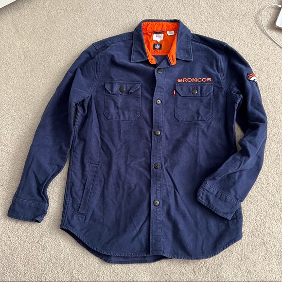 Men's Levi's X NFL Navy Denver Broncos Moleskin Long Sleeve Overshirt Shacket - Picture 3 of 11